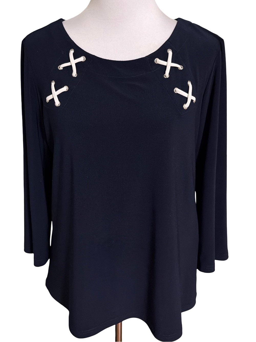 Joseph Ribkoff Navy White Toggle Top
